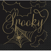 Black & Gold Halloween Spooky Spider Web Beverage Napkins (Pk 16)