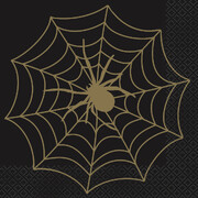 Black & Gold Halloween Spider Web  Lunch Napkins (Pk 16)