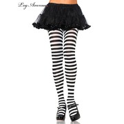 Adult Black & White Stripe Tights / Pantyhose (One Size) Pk 1