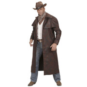 Adult Men's Brown Cowboy Duster Coat Large | Western Costume Jacket