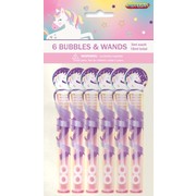 Party Favours - Unicorn Bubble Wands Pk 6