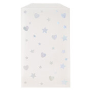 Silver Stars & Hearts Glassine Party Bags (Pk 8)