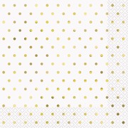 White 2 Ply Lunch Napkins with Gold Dots Pk 16
