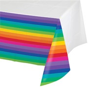 Rainbow Border Plastic Tablecover (137cmx274cm) Pk 1