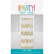 Gold & White Chevron Foil Fringe Backdrop Door Curtain