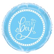 It's A Boy Blue & White Foil Balloon 45cm