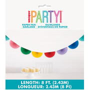 Colourful Scallop Paper Fans Garland 2.43m