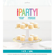 White & Gold 2 Tier Cupcake Stand (Pk 1)
