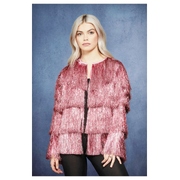 Adult Pink Tinsel Fringe Festival Jacket (S/M)