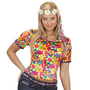 Adult Women's Hippie Flower Power T-Shirt XL 1960s Costume