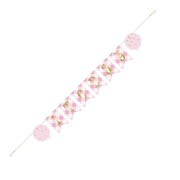 One 1 Today Pink Gingham Pennant Bunting Banner | 1st Birthday Decoration 1.82m Ready to Hang