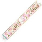 One 1 Today Prismatic Foil Banner | Pink & White First 1st Birthday Party Decoration 2.74m