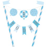 Blue & White 1 Today Bunting Cake Topper | 1st First Birthday Cake Decoration