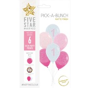 Pick-A-Bunch Pink 1st Birthday 12in. Latex Balloons Pk 6