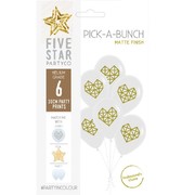 Pick-A-Bunch White Geometric Heart 12in. Latex Balloons Pk 6