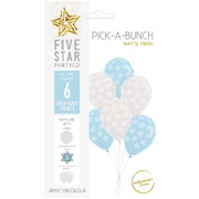 Blue White Snowflake Latex Balloons 30cm Pk 6