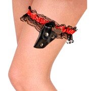 Red Black Lace Leg Garter with Mini Gun & Holster Costume Accessory
