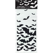 Halloween Cello Gift Treat Bags Clear with Black Bats (Pk 20)