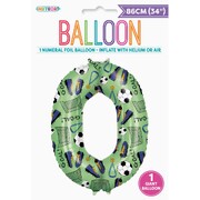 Soccer Goal Number 0 Foil Balloon 86cm | Giant Soccer Birthday Balloon