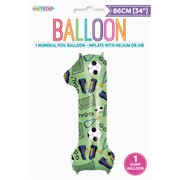 Soccer Goal Number 1 Foil Balloon 86cm | Giant Soccer Birthday Balloon