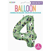 Soccer Goal Number 4 Foil Balloon 86cm | Giant Soccer Birthday Balloon