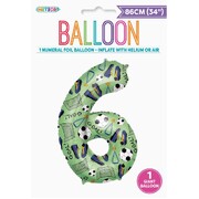 Soccer Goal Number 6 Foil Balloon 86cm | Giant Soccer Birthday Balloon