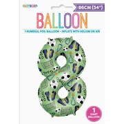 Soccer Goal Number 8 Foil Balloon 86cm | Giant Soccer Birthday Balloon