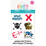 Ahoy Pirate Temporary Tattoos (4 Sheets, 24 Tattoos)