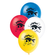 Assorted Colour Ahoy Pirate 30cm Latex Balloons Pk 8