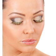 Gold Glitter Fake False Eyelashes 1 Pair - Adhesive Included 14+