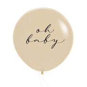 Oh Baby Printed Matte White Sand Latex Balloon 24 Inch (60cm) | Baby Shower Balloon
