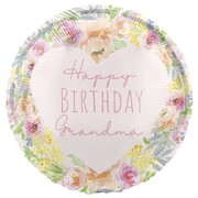 Floral Happy Birthday Grandma Foil Balloon 45cm