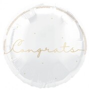 Congrats White & Gold Foil Balloon 45cm
