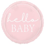 Hello Baby Pink Baby Shower Round Foil Balloon 45cm