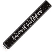 Black & Silver Happy 18th Birthday Prismatic Foil Banner
