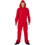 Adult Red Money Thief Jumpsuit & Mask Costume Mens Medium