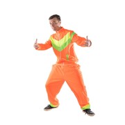 Adult 1980's Neon Orange Shell Suit Costume Mens X Large