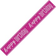 Pink & Silver Happy Birthday Prismatic Foil Banner | 2.74m Party Decoration