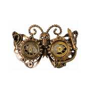 Antique Gold Steampunk Butterfly Eye Mask with Skull