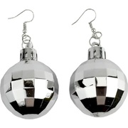 Silver 70's Disco Ball Pierced Earrings (1 Pair)