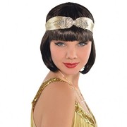 1920's Gold Flapper Headband with Beaded Bow Pk 1