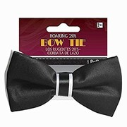 Black & White Hollywood Roaring 20's Satin Bow Tie Pk 1
