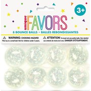 Party Favours - Iridescent Confetti Bounce Balls Pk 8