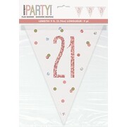 21st Birthday Rose Gold Prismatic Bunting Flag Banner (2.74m) Pk 1