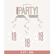 Prismatic Silver & Rose Gold 18 Hanging Swirl Decoration Pk 6