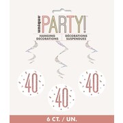 Prismatic Silver & Rose Gold 40 Hanging Swirl Decoration Pk 6