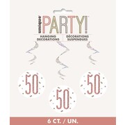 Prismatic Silver & Rose Gold 50 Hanging Swirl Decoration Pk 6