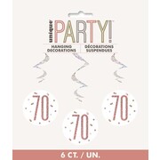 Prismatic Silver & Rose Gold 70 Hanging Swirl Decoration Pk 6