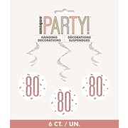 Prismatic Silver & Rose Gold 80 Hanging Swirl Decoration Pk 6