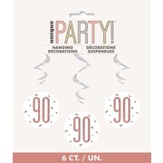 Prismatic Silver & Rose Gold 90 Hanging Swirl Decoration Pk 6